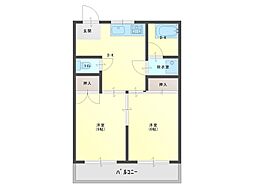 コーポ裾野No.B 2DKの間取図画像