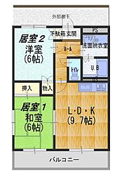 サンドミール 2LDKの間取図画像