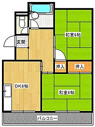 コーポ欣生 2DKの間取図画像