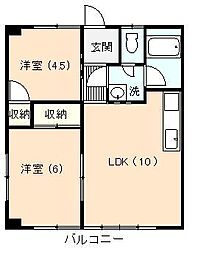 サンハイツ高橋 2LDKの間取図画像