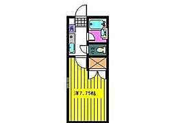 エクセラン小鹿 1Kの間取図画像