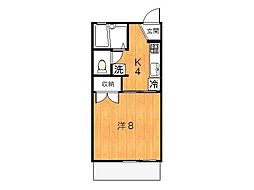 コーポヤマシンA 1Kの間取図画像