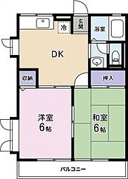 コーポタカダC 2DKの間取図画像