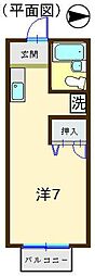 マンションカワサキ 1Kの間取図画像
