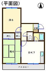 燦々ビル 2DKの間取図画像