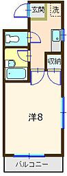 ピアブランシェ高沢 1Kの間取図画像