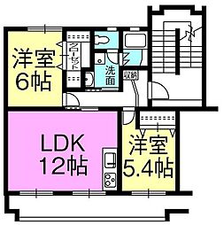 コーポ富士 2LDKの間取図画像
