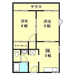 アークガーデン和合J 2DKの間取図画像