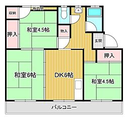中島団地S-42 3DKの間取図画像