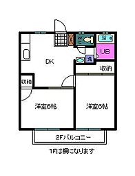 ラ・メゾンA 2DKの間取図画像