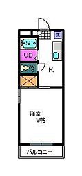 ラ・フォンテーヌ 1Kの間取図画像