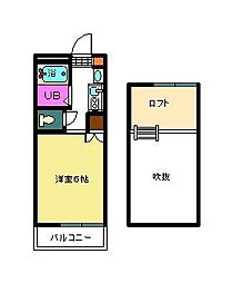 プルニエJ 1Kの間取図画像