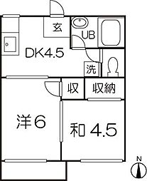 フォーブル高丘 2DKの間取図画像