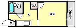 フォーブル安田 1Kの間取図画像