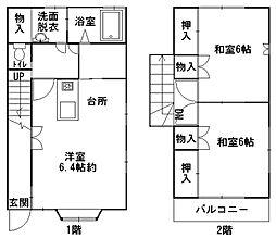 アパート 2DKの間取図画像