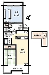 ハイコーポ中田 2LDKの間取図画像