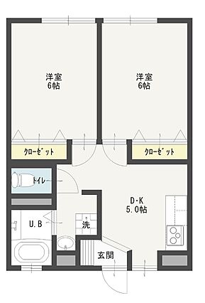 2DK部屋間取...