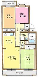 二枚橋プラザ2 3LDKの間取図画像