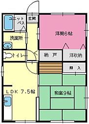 シティーハイムカツマタ 2DKの間取図画像