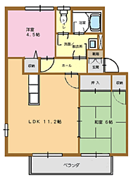ガーデンヒルズB 2LDKの間取図画像