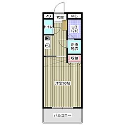 レアールシュウム 1Kの間取図画像