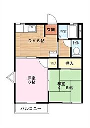 ファミール御殿 2DKの間取図画像
