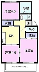シティハウス岩本A 3DKの間取図画像