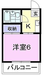 コーポ東新3 1Kの間取図画像