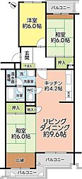 シャルマン東森下A棟 3LDKの間取図画像