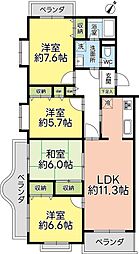 チュリス川合 4LDKの間取図画像