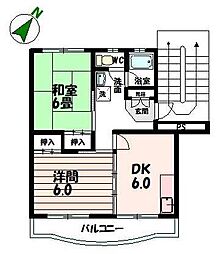 富士清マンション2 2DKの間取図画像