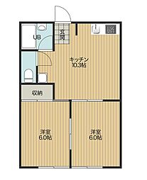 ザ・サナル・ONE 2DKの間取図画像
