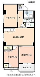 コープハイツ二の丸 3LDKの間取図画像