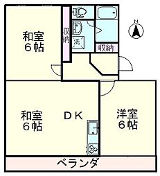 山本レジデンス 2LDKの間取図画像