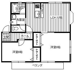 サン・メルシーA 2LDKの間取図画像