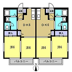 メゾンドール 2DKの間取図画像