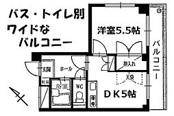 フォアホークマンション 3階1DKの間取り