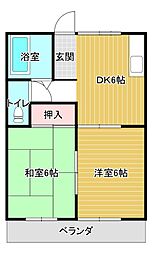 ハイツ三共2 2DKの間取図画像