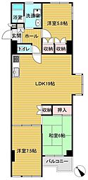 サンコーポ松岡 3LDKの間取図画像