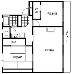 グランドール坂田 2LDKの間取図画像