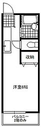 T.SハイツB ワンルームの間取図画像