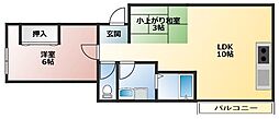 住吉パレス 1LDKの間取図画像