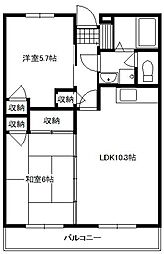 ロゼジャルダン 2LDKの間取図画像