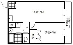 レイクサイド富士峰 1LDKの間取図画像