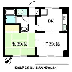 ケントコート三番町 3階2DKの間取り