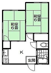 コーポ斉藤 2Kの間取図画像