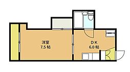カーサ立石 1DKの間取図画像
