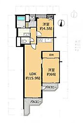 チサンマンション安東B棟 2LDKの間取図画像