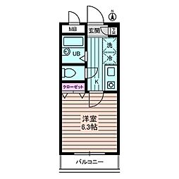 パルムドールハイム 1Kの間取図画像