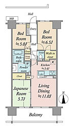 オーベルグランディオ品川勝島 3LDKの間取り